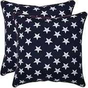 Pillow Perfect Outdoor | Indoor Macey Americana 16.5 Inch Throw Pillow, 16.5 X 16.5 X 5, Blue