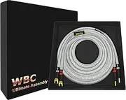 WORLDS BEST CABLES 4 Foot Ultimate - 8 AWG - Ultra-Pure OFC - Premium Audiophile HiFi Single Speaker Cable for Center Channel - Eminence Gold Banana (x2) & Spade (x2) Plugs & Silver Tweed Jacket