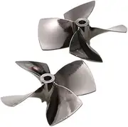 LUMIXE 1pair Model Boat Black Propeller 4 Blade Zinc Alloy Paddle Positive and Negative 55/60 Mm Props, for RC Fishing Bait Ship Parts Boat Propeller (Color : 60x4mm)