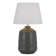 Baci Modern Table Desk Lamp Light Fabric Ceramic Grey White Gloss