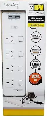 HPM D104PA6 6 Outlet Surge Protected Powerboard with Individual Switches