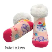 Kid's Classic Slipper Socks Unicorn Pink Gripper Fuzzy 4-7 Years Old