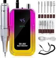 Snblzhef 45000RPM Rechargeable Nail Drill Machine Electric Nail Drill Sander Low Noise Manicure Machine Pink