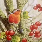 4 Paper Napkins for Decoupage/Parties/Weddings - Robin in the forest