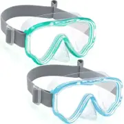 Swim-Goggles with Nose Cover, 2 Packs Elastic Fabric Strap Snorkel Swim Mask ...