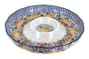 Blue Rose Polish Pottery Harvest Bounty Chip & Dip