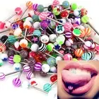 20/50/100PCS Tongue Bars Surgical Steel Barbell Rings Ball Body Piercing FY rf