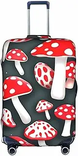 [HTTUP] Red White Mushroom Print Practical Elastic Washable Travel Luggage Cover with Concealed Zipper for Suitcases, White, Medium