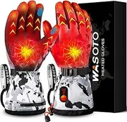 [WASOTO] Heated Gloves for Men Women with 7.4V 22.2WH Rechargeable Battery Waterproof Heated Ski Gloves for Skiing Working Motorcycle Hunting Hiking Camping Walking Arthritis Raynaud