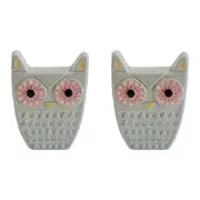 2PK LVD Quirky Owl Ivory Decorative Sculpture Home/Lounge Decor