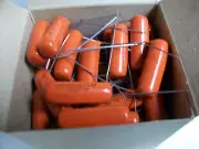 BOX OF 50 NOS VINTAGE SPRAGUE ORANGE DROP CAPACITORS .47- 200 V. Dc.