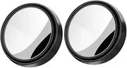 2Pcs Round Frame Convex Blind Spot Mirror Safety Driving Wide-angle 360 Degree Adjustable Clear Rearview Mirror Car Accessories(Black)