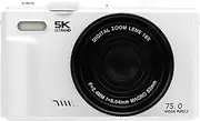 Generic Digital Camera, 5K WiFi 75MP Portable Compact Point and Shoot Digital Camera 3 Inch Autofocus Vlog Device with 18X Zoom 180 Degree Flip Screen, for Teens Adult (32GB)