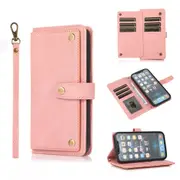 Phone Case Leather Crossbody Wallet Purse Case For iPhone11/12/13 Series-Pink