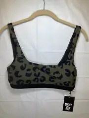 Dkny Women's Leopard-Print Bikini Top Square Lined Neckline Swimsuit Small S