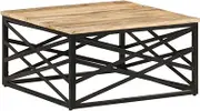 Mango Wood Coffee Table for Living Room: Modern Farmhouse Design, Round Wood Tables, Industrial Accents, Easy Assemble, Solid Table Furniture