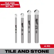 Milwaukee 1/2in. Tile and Natural Stone Drill Bits, 4-Pc. Set, Model# 48-20-8998