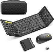 Foldable Keyboard and Mouse, Samsers 2.4G + Bluetooth 5.0 x 2, Elegant Black