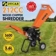 Ducar Wood Chipper Shredder Mulcher Garden 7HP Petrol Motor Upright Grinder ORNG