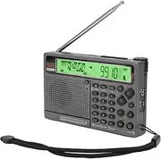Portable Shortwave Radio, Battery Operated SW, FM, MW Coverage, AIR, V.UHF Band Radio with APP Control, MP3, Bluetooth5.0, Flashlight, SOS Alarm (Green)