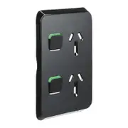 Clipsal Iconic 3025VC-XB - Vertical Double 10A Power Point Skin Black - (SKIN ONLY)