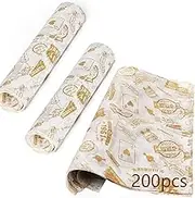 200Pcs Food Grade Wrap, 25x21.5cm Ultra Grease Resistant Deli Sheets, Variety Pack Checkered Food Basket Liners, Baking Wrapping Paper Deli Paper for BBQ and Festival ﻿ ﻿