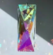 76mm Modern Rectangle Austrian Crystal Clear AB coated Prism SunCatcher 3"
