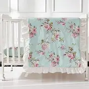 Brandream French Country Crib Bedding Set | 3 Piece Floral Nursery Set | Ruffled Baby Comforter, Crib Sheet, Crib Skirt Included