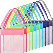 Frienda 15 Pack Mesh Beach Tote Bags, Kids Seashell Bags, Colorful Mesh Beach Bags, Sand Toys Collector, 21.6 x 21 x 2 cm