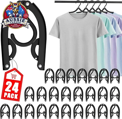 24 Pcs Travel Hangers, Portable Folding Clothes Drying Rack, Black