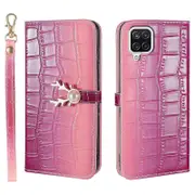 For Samsung Galaxy A12 Phone Case With Strap - Purplish red