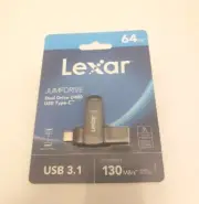 Lexar 64GB JumpDrive Dual Drive D400 USB 3.1 Type-C and Type-A Flash Drive Up...