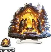 Nativity Snow House - Christmas Decoration for Home, Nativity Scene in Winter Village, Nativity Scene, Christmas Decoration, Festive Figurine from Snowy Scene for Christmas, Religious Christmas Crib