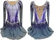 [Zagitova] Figure Skating Dress for Girls Gradient with Shiny Rhinestone Women Ice Handmade Competition Dance Outfit