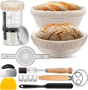 Sourdough Starter Kit, Sourdough Bread Baking Supplies with 2 Bread Proofing Bas