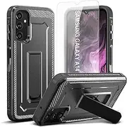 [ORETECH] for Samsung Galaxy A14 5G Case with [Tempered Glass Screen Protector] [Built-in Kickstand] [Heavy Duty Protection] Full Body Shockproof Anti-Silp Protective Cover for Samsung A14 Case - Black