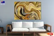 Brown & Gold Waves Abstract Art Wall Canvas Home Decor Australian Made Quality
