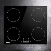 Devanti Induction Cooktop, Ceramic Glass Portable Cookware Cooker Super Powerful Electric Stove Plate Home Kitchen Appliance, with 4 Cooking Zones Touch Control Panel Black