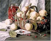 Painting by Numbers for Adults DIY Painting by Number Kit for Beginner Pears in Basket 16x20 (Self-Assembly Wooden Frame)