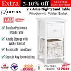 2 x Small Nightstand Table Wooden Drawer Basket Artiss Ariss Bedside Table White