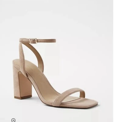 AnnTaylor Suede High Block Heel Sandals Size 10 Color Natural