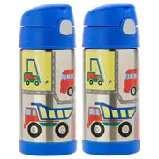 2x Thermos 355ml Funtainer Vacuum Insulated Drink Bottle Construction Vehicle SS