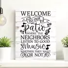 *Welcome To Our Patio Wall Art Sign Canvas Rustic Patio Quotes Canvas Prints, T8