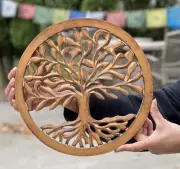 DharmaObjects Handcrafted Wooden Tree Of Life Wall Decor Hanging Art Brown