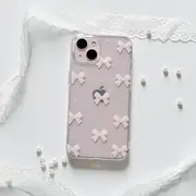 Bow Phone Case - Iphone 15 / 15 Pro / 15 Pro Max/ 15 Plus / 14 Pro Max / 14 Pro / 14 Max / 14 / 13 Pro Max / 13 Pro / 13 / 13 Mini / 12 Pro Max / 12 Pro / 12 / 12 Mini / 11 Pro Max / 11 Pro / 11 / Se2 / Se 3 / Xs / Xr / X / 8 / 7 Transparent - iPhone 15 Plus