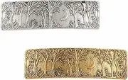 LERTREE ﻿2 Pack Vintage Metal Hair Clips Moon and Forest Pattern Designs, Women's Retro Style Barrettes (03-Curved moon)