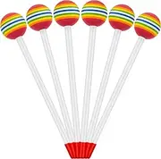 6 Pieces Lollipop Felt Drum Stick Soft Lollipop Drum Timpani Mallets Foam Head Percussion Sticks Rainbow Plastic Drumsticks for Kids Hand Percussion Toy for Adults Musical Instrument Accessories