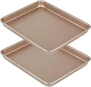 GUDAJIN 11 Inch Non-Stick Bakeware Set of 2, Cookie Baking Sheet, Oven Tray, Deep Baking Sheet Set, Baking Tools Bread Pan, Non-Toxic, Durable and Easy to Clean, Suitable for Cookies (2.5cm Thick)