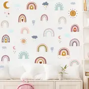 Rainbow Wall Decals Cloud Decals Watercolor Raindrop Wall Stickers Removable Wall Sticker