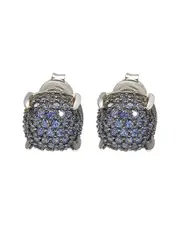 Suzy Levian Silver 1.56 ct. tw. Diamond & Sapphire Cluster Studs